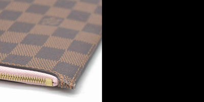 Louis Vuitton  Damier Ebene Neverfull MM Pochette Rose Ballerine Wristlet AR4186