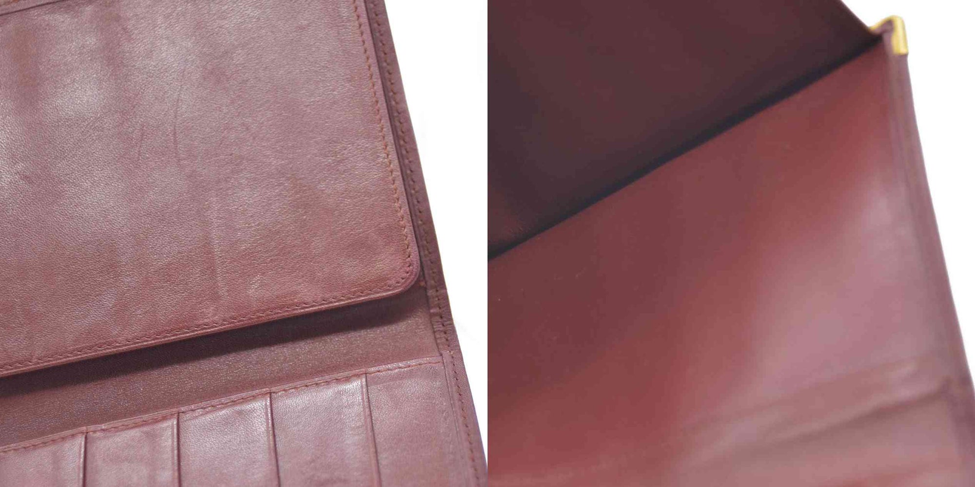 Must de Cartier Leather Long Bifold Wallet Bordeaux