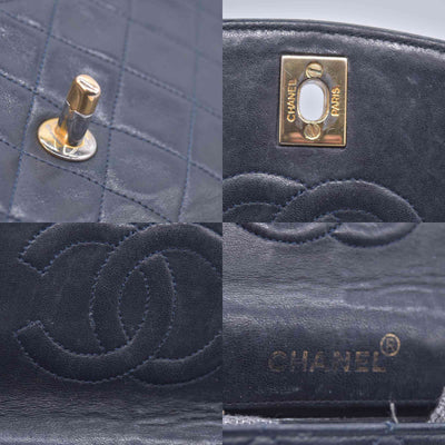 Chanel 1989-1991 Navy Lambskin Quilted Flap Bag 24k Gold Hardware CONSIGNMENT