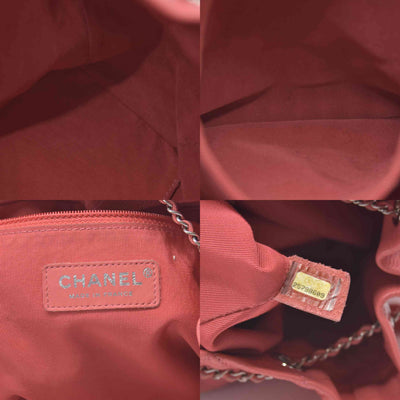 $4500 Chanel Pink CC Chain Drawstring Bucket Bag Leather
