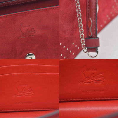 $1290 Christian Louboutin Loubi54 Clutch Red Suede Polka Dot Print