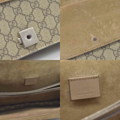 $3350 GUCCI GG Supreme Monogram Suede Small Dionysus Shoulder Bag Beige Ebony Taupe