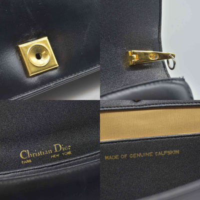 $1290 Christian Dior Shoulder Bag Black Leather