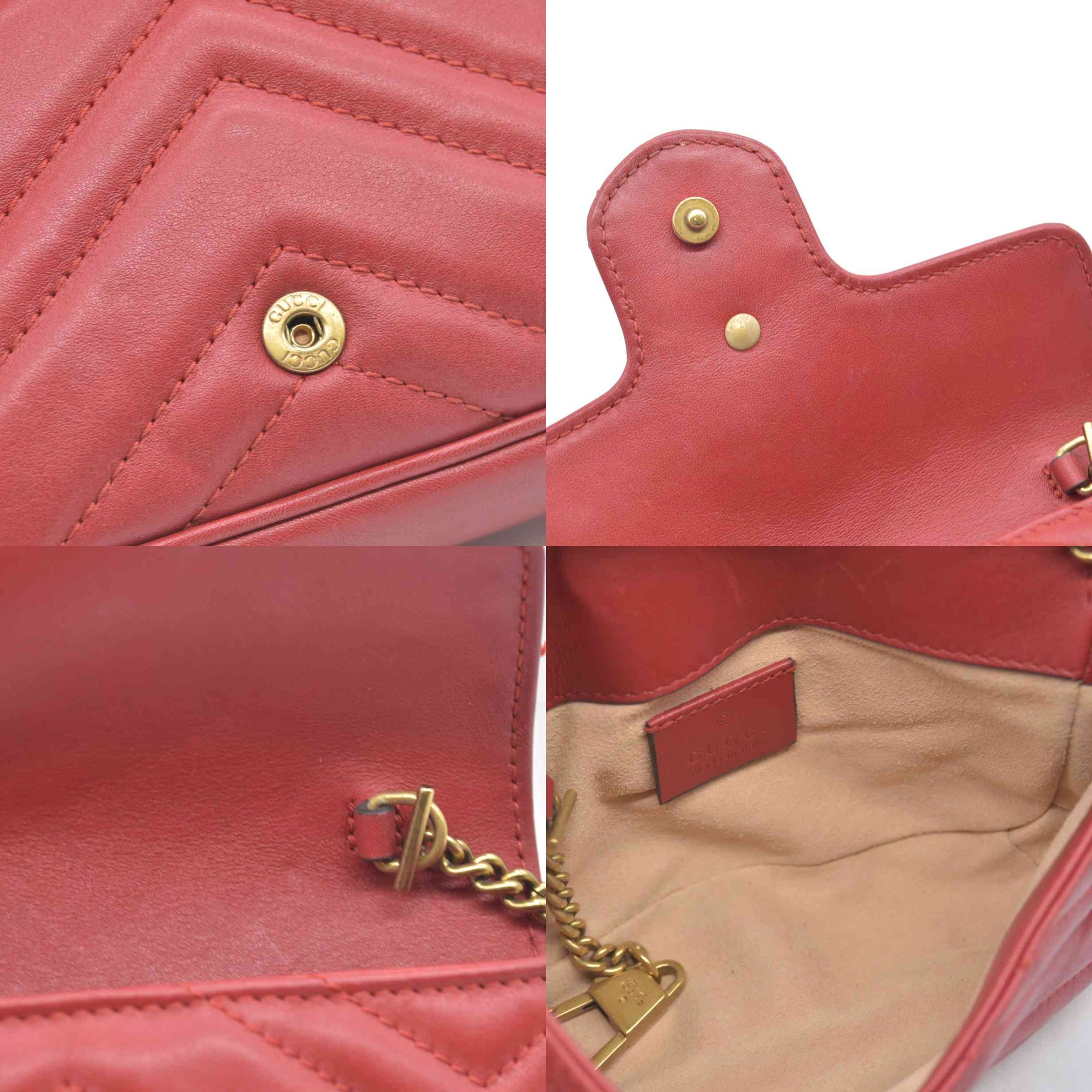 $1550 Gucci Leather Marmont Super Mini Red Crossbody CONSIGNMENT
