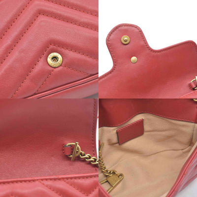 $1550 Gucci Leather Marmont Super Mini Red Crossbody CONSIGNMENT