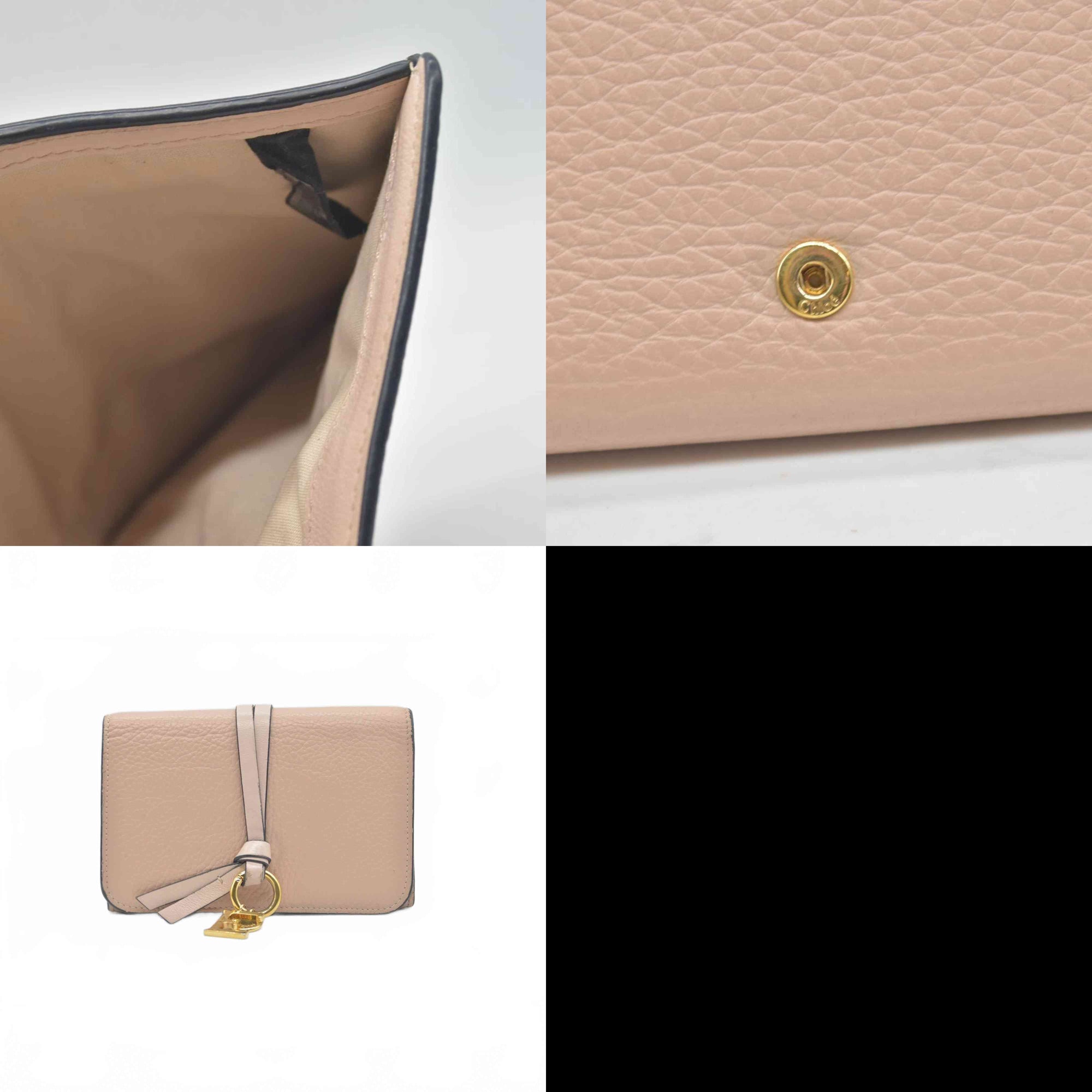 $480 Chloe Alphabet Compact Trifold Leather Wallet E