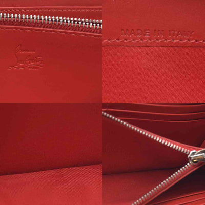 $950 CONSIGNMENT Christian Louboutin Panettone Long Wallet Cream with Loubinthesky Spikes