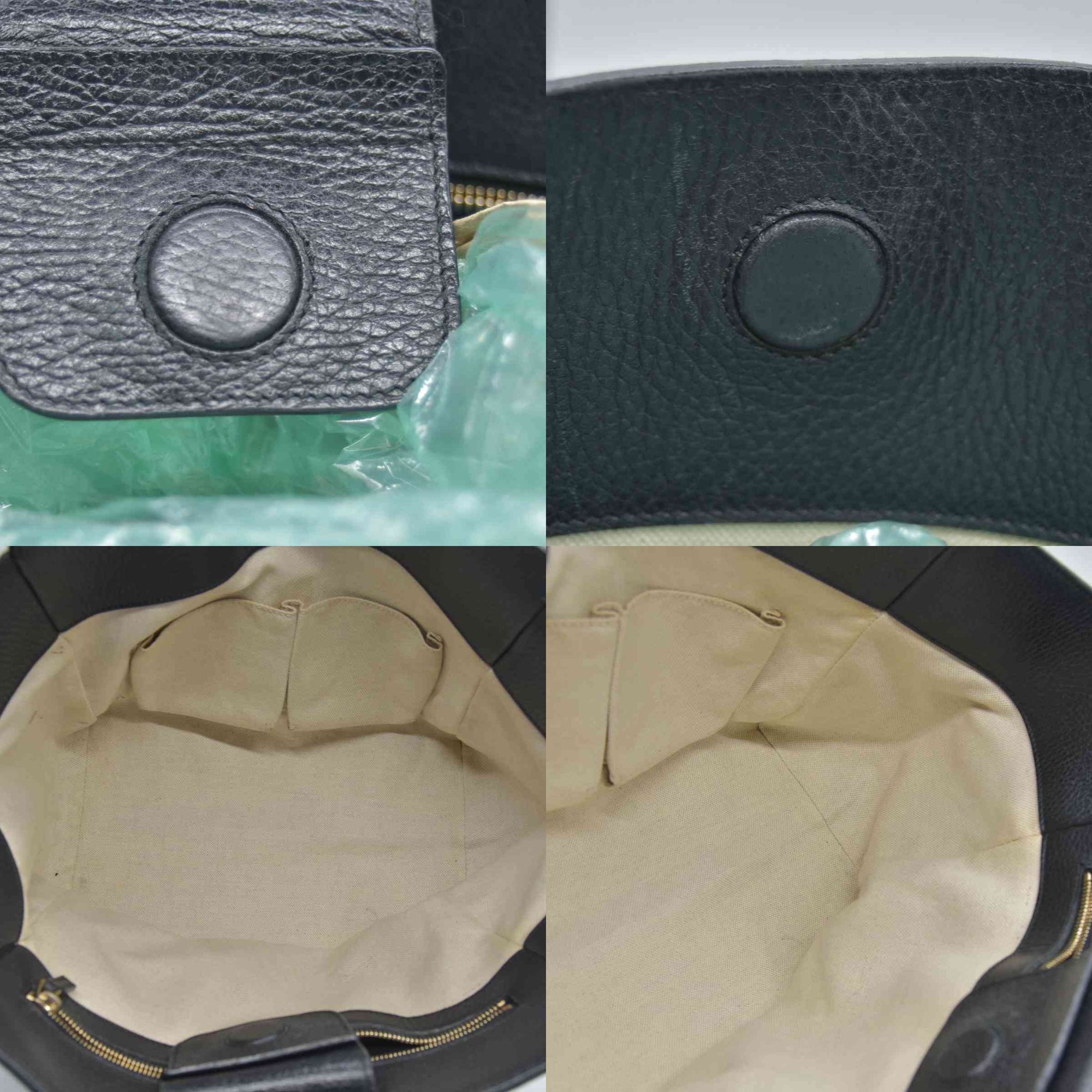 $1100 Gucci Pebbled Calfskin Small Swing Tote Black