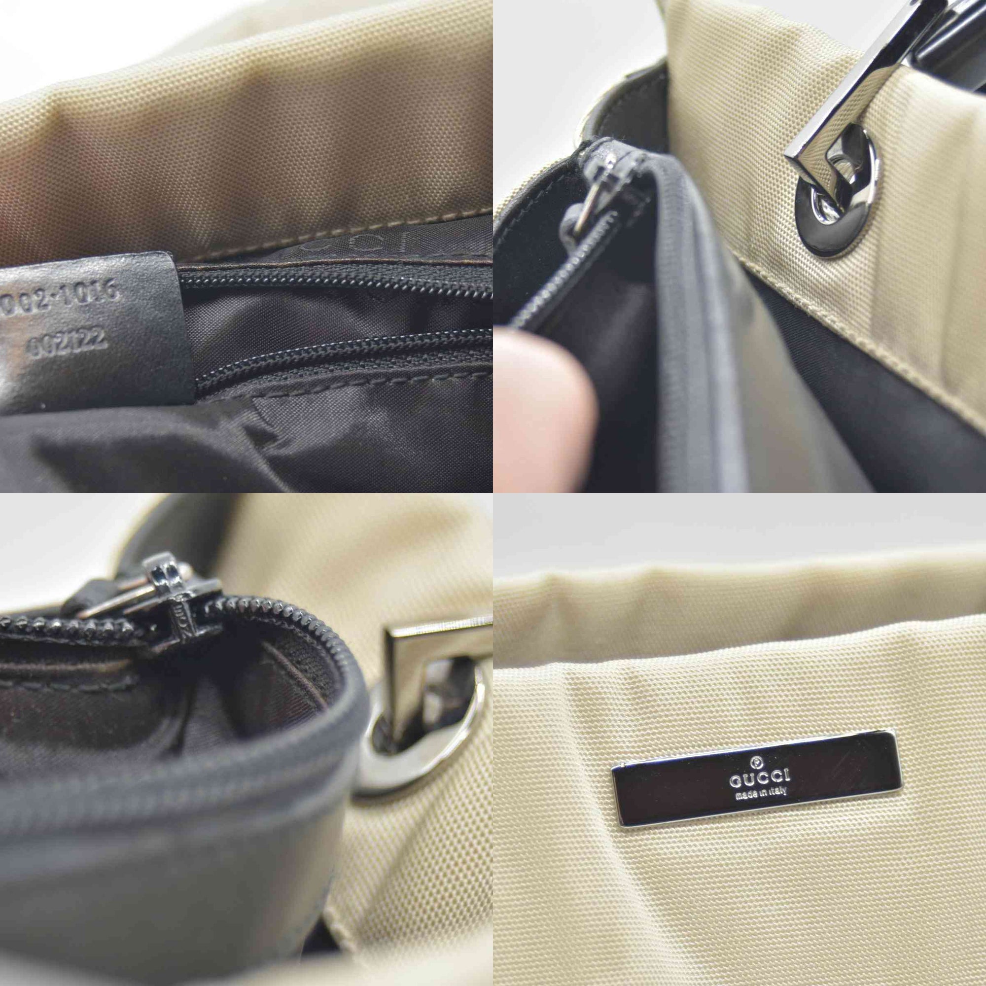 $850 CONSIGNMENT Gucci Bamboo Shoulder Bag Beige Nylon