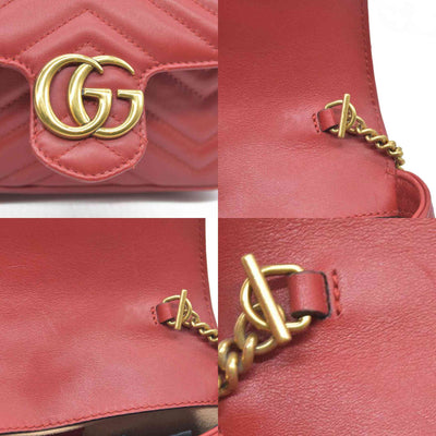 $1550 Gucci Leather Marmont Super Mini Red