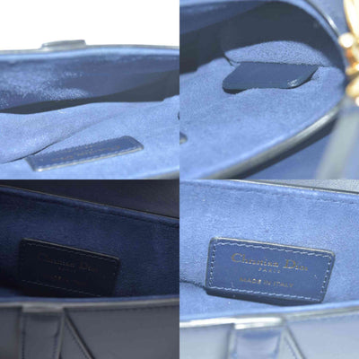 $2750 Christian Dior 2018 Mini Smooth Calfskin Saddle Bag satchel Navy
