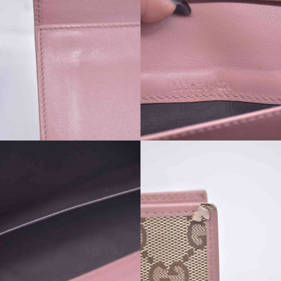 $680 Gucci GG Canvas And Leather Interlocking G Long Wallet CONSIGNMENT