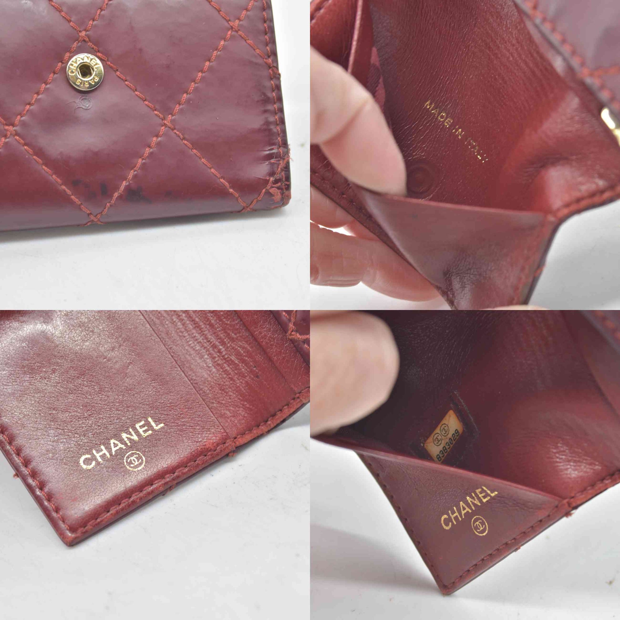 $750 2004 Chanel Calfskin Wild Stitch 6 Key Ring Holder Burgundy 10019940