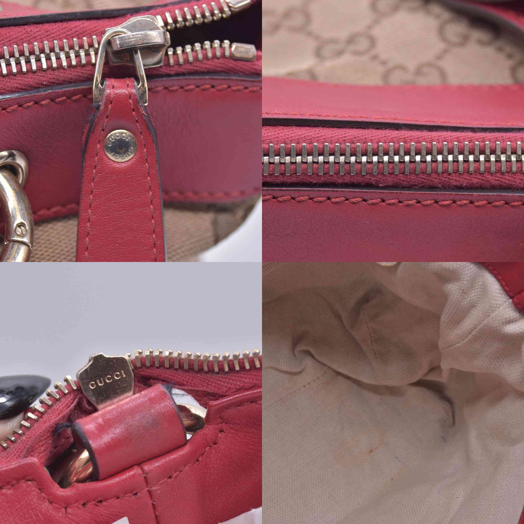 $1250 Gucci Monogram Valentine Tote Red