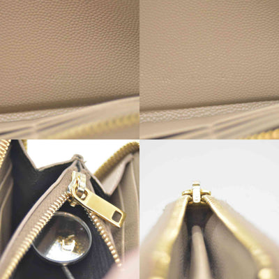 Saint Laurent Cassandre Matelassé Zip Around Wallet Beige CONSIGNMENT