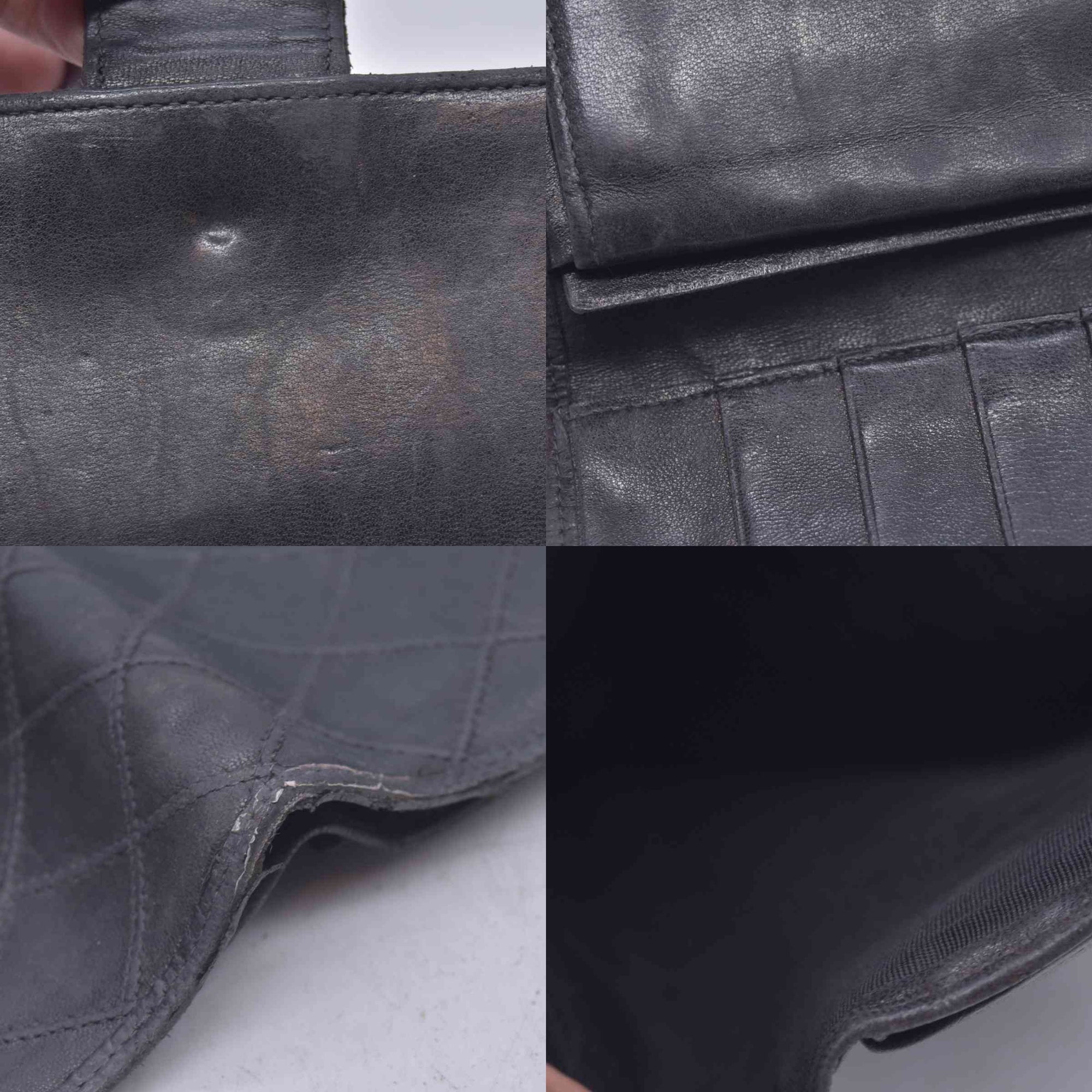 $950 CHANEL Black Quilted Leather Bifold Flap Wallet CONSIGNMENT 10021581