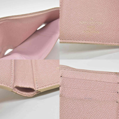 $625 2019 Louis Vuitton Damier Azur Rose Ballerine Victorine Wallet White Pink  FH4179