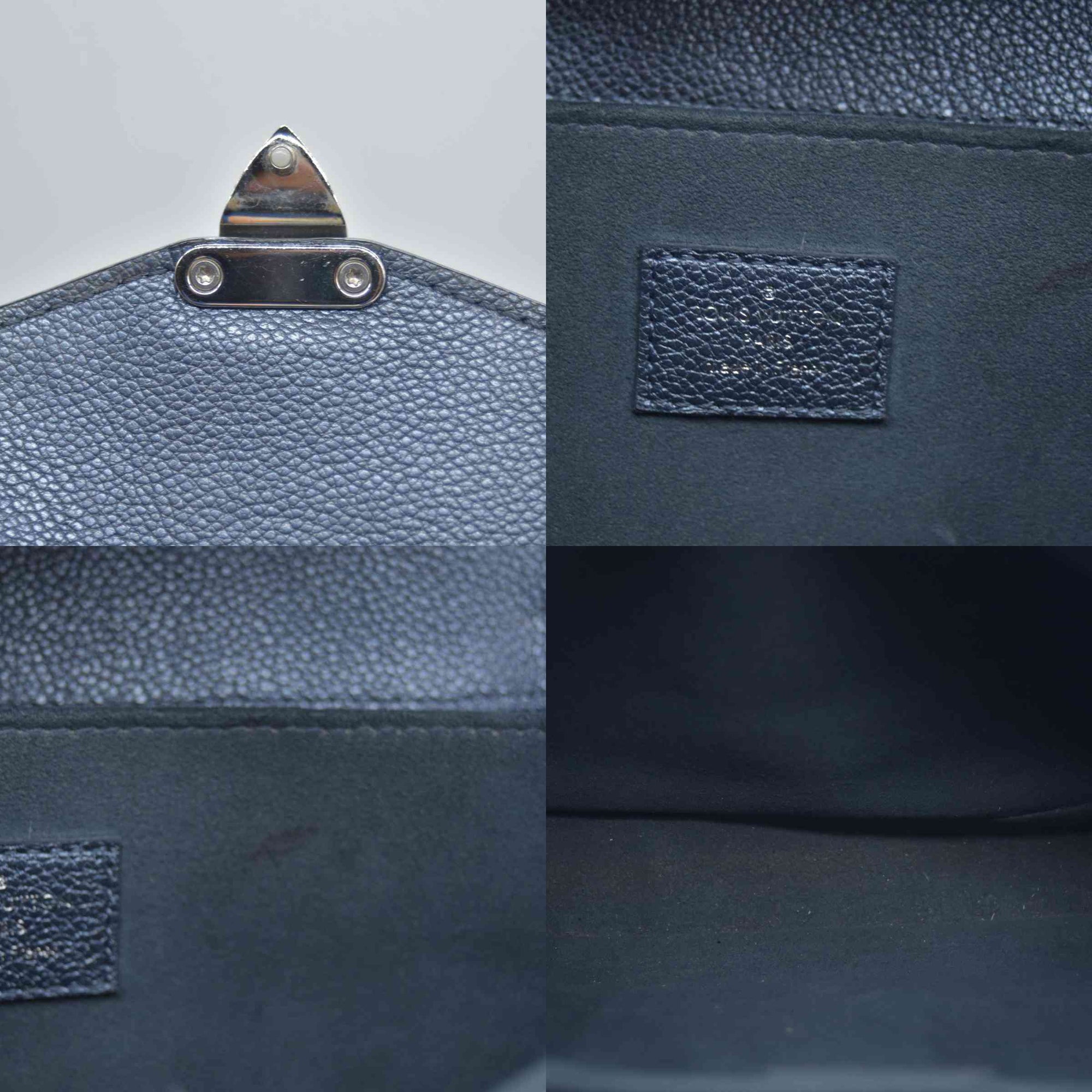$3100 Louis Vuitton Metallic Empreinte Monogram Giant Pochette Metis Navy Nacre