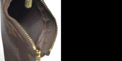 AUCTION $345 Louis Vuitton Monogram Pochette Cles Wallet Coin Purse Brown CT4047