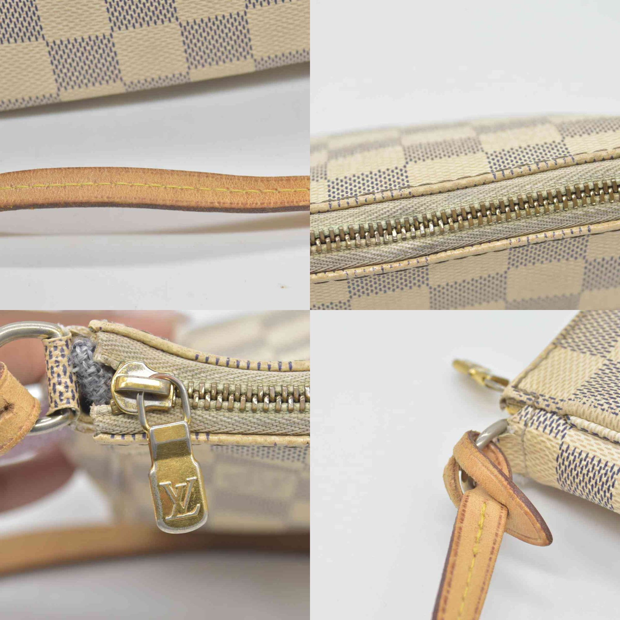 $1290 2012 Louis Vuitton Damier Azur Pochette Accessories NM CA4142