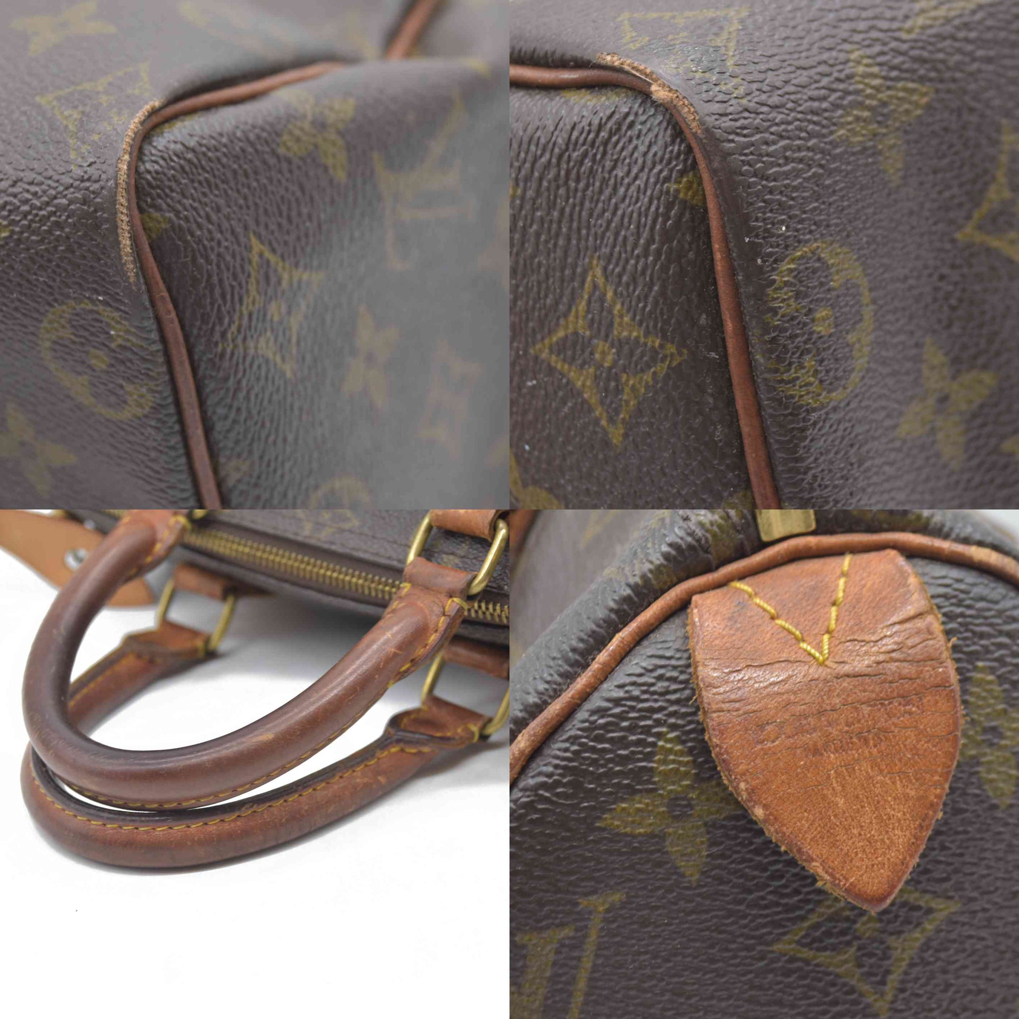 1988 Louis Vuitton Speedy 25 Handbag Monogram Brown 884
