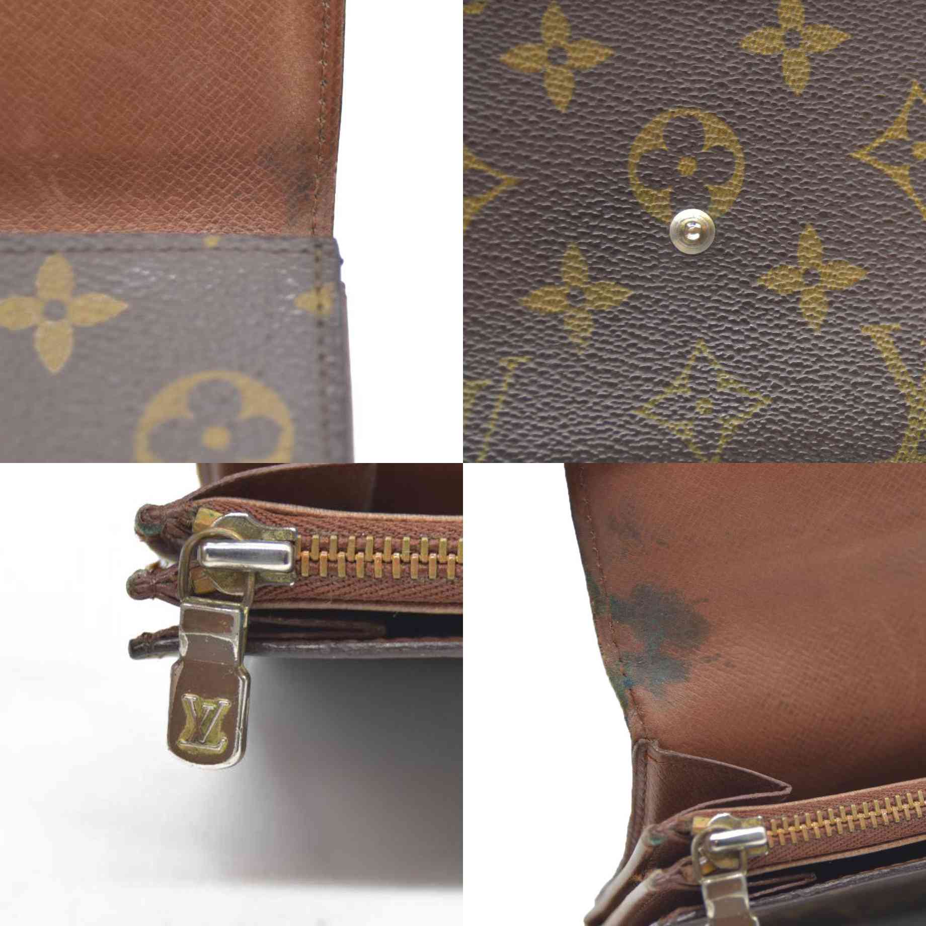 Louis Vuitton Monogram Portefeiulle Sarah Long Bifold Wallet Brown 882AN