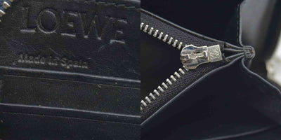 $990 Loewe Calfskin Embossed Repeat Medium Zip Wallet Blue CONSIGNMENT