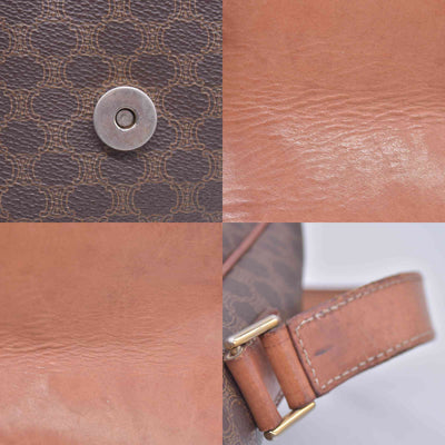 CELINE Macadam Coated Canvas Ring Circle Logo Crossbody Bag Brown CONSIGNMENT 10021238