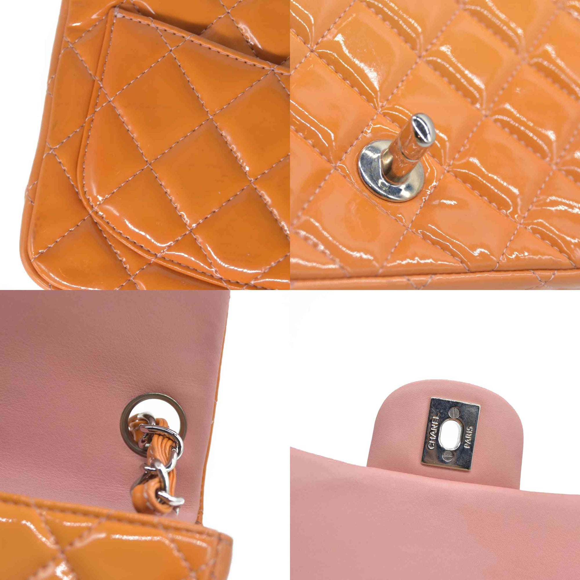 $5200 Chanel Mini Square Flap Bag Orange 2013