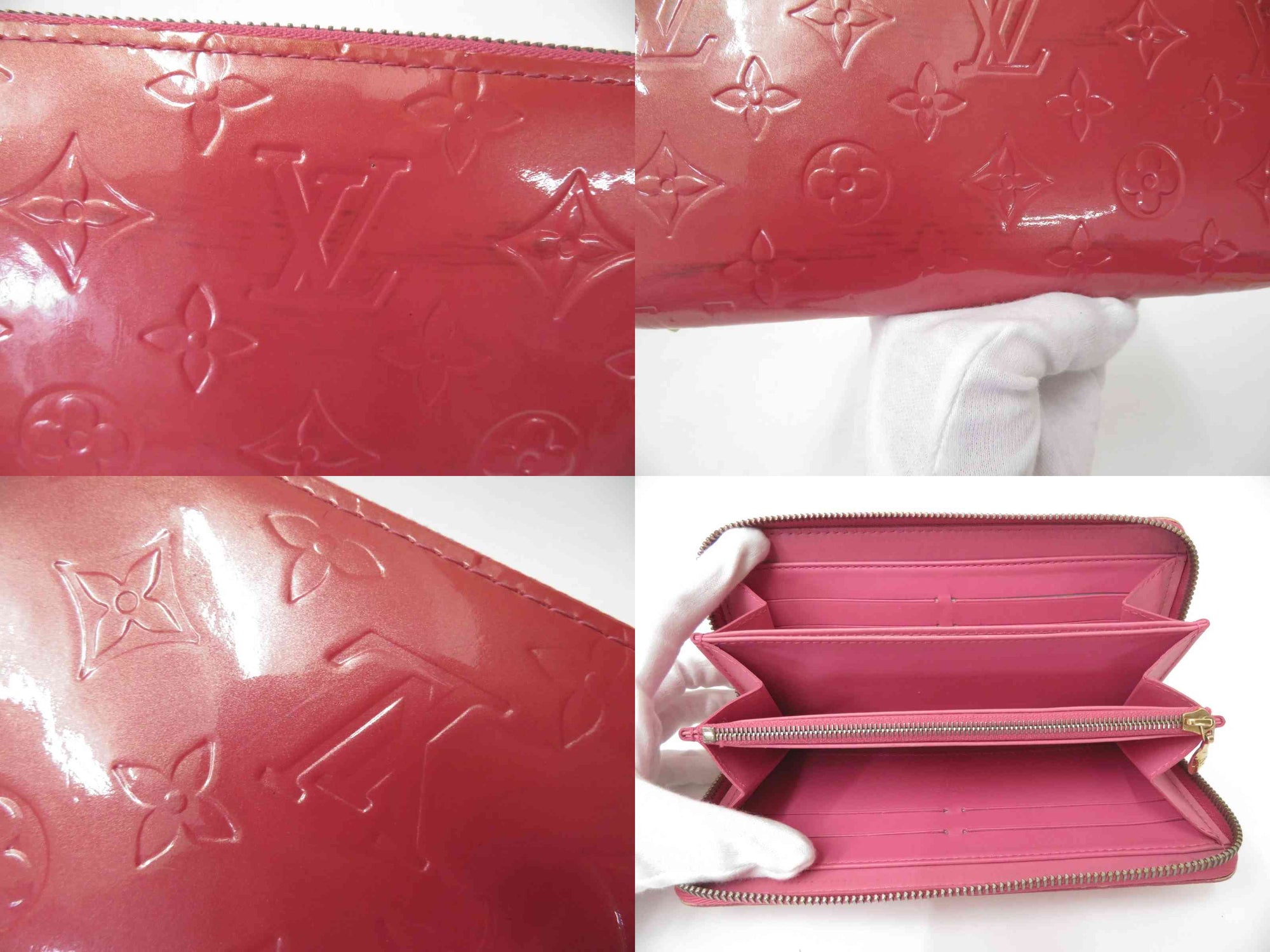 $970 Louis Vuitton Vernis Zippy Wallet Rose Litchi