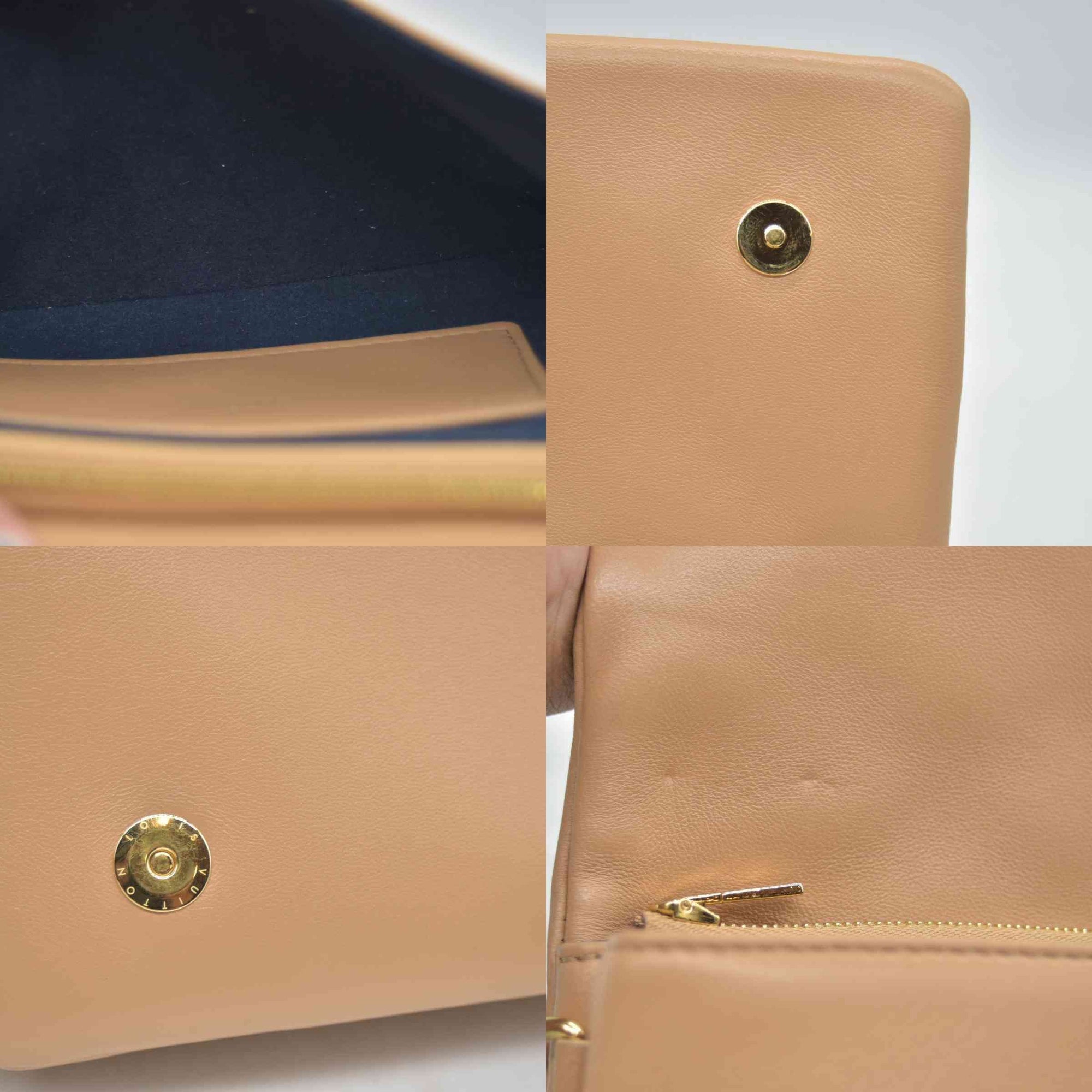 $3150 Louis Vuitton Lambskin Embossed Monogram Pochette Coussin Camel Color Transfer 10020331