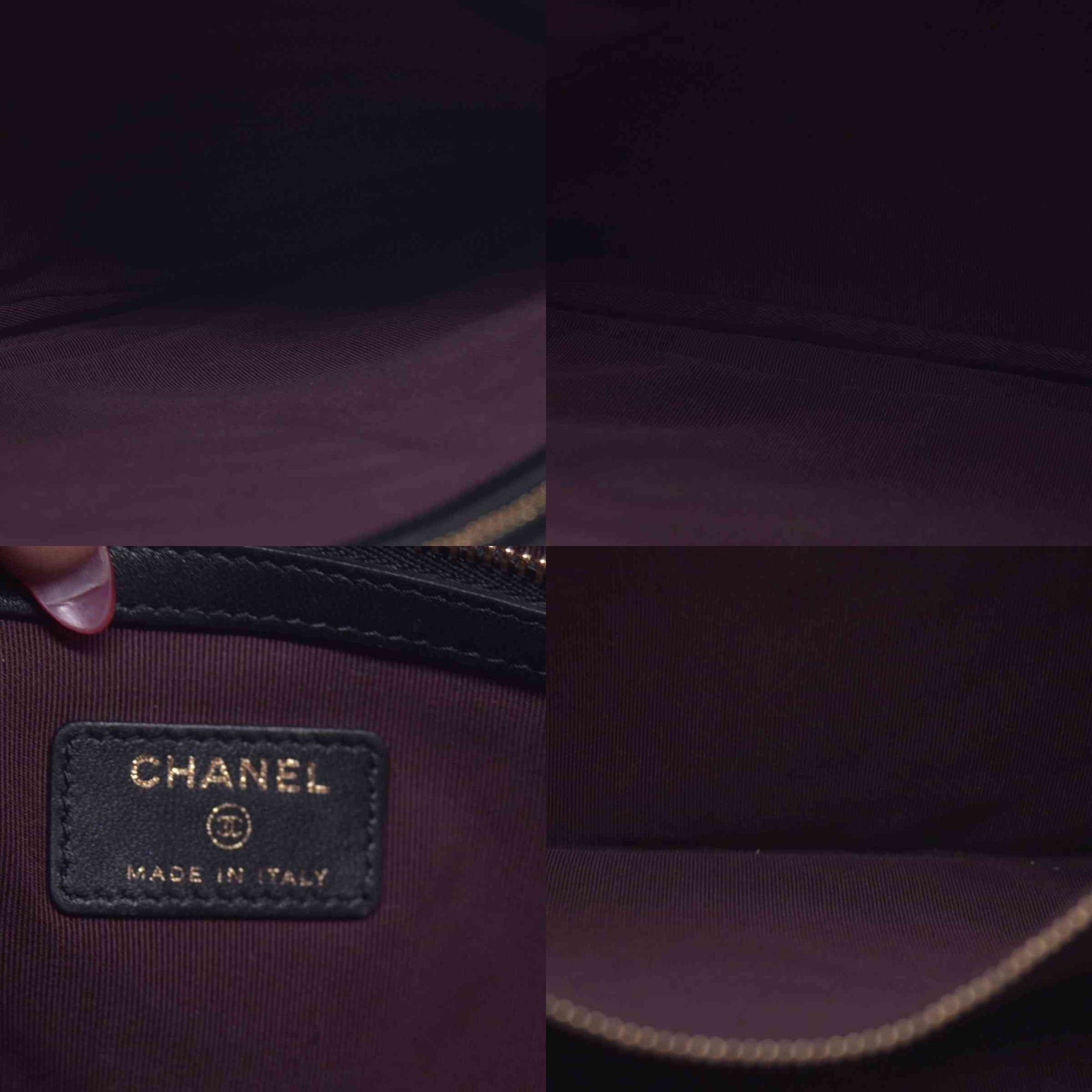 $1250 CHANEL Calfskin Chevron Quilted Large O-Case Clutch Pouch Dark Navy Charcoal CONSIGNMENT 10021554