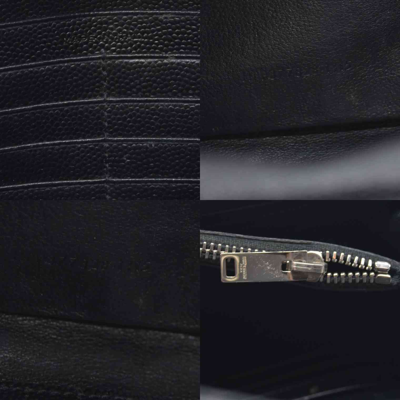 $1600 Saint Laurent Grain De Poudre Matelasse Chevron Monogram Envelope Chain Wallet Black CONSIGNMENT