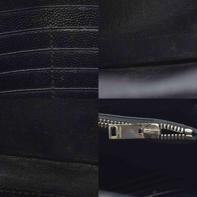 $1600 Saint Laurent Grain De Poudre Matelasse Chevron Monogram Envelope Chain Wallet Black CONSIGNMENT