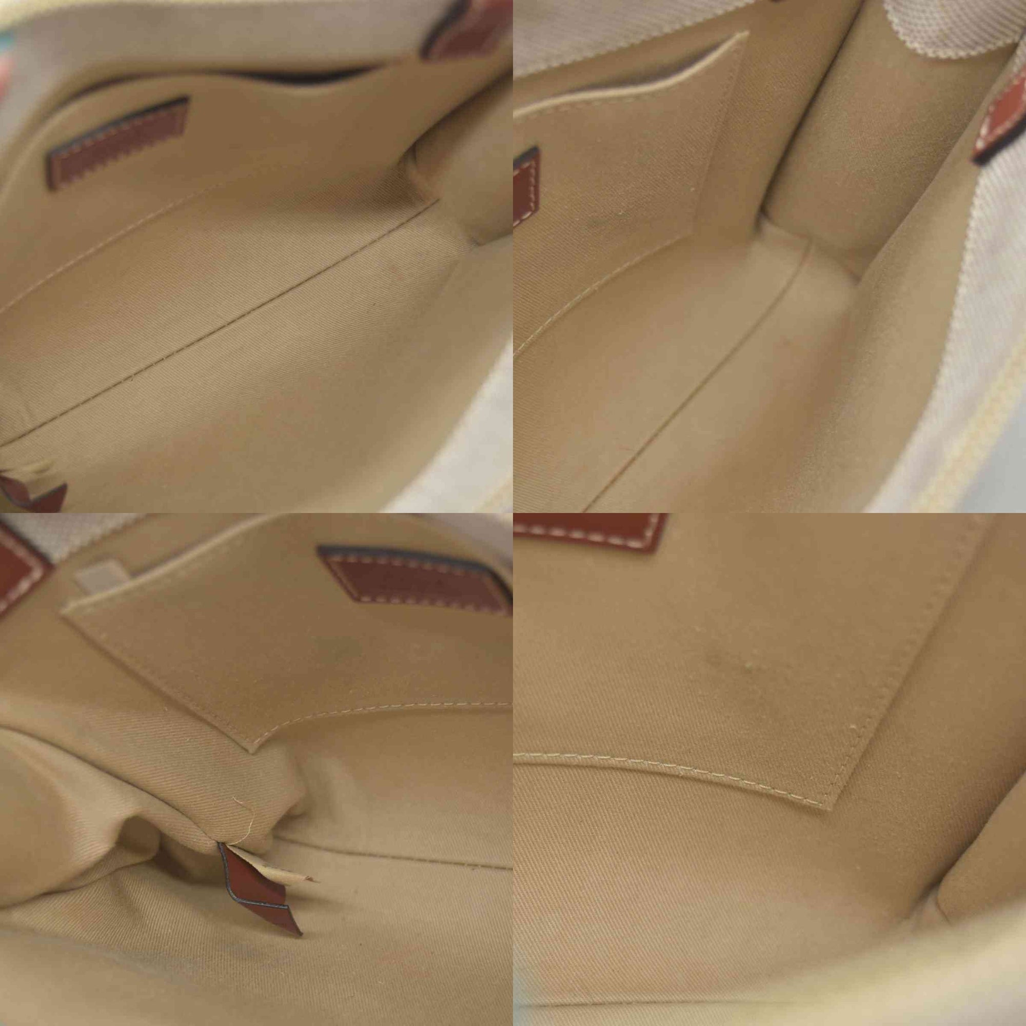 $1350 Chloe Linen Calfskin Small Woody Ribbon Tote White Black