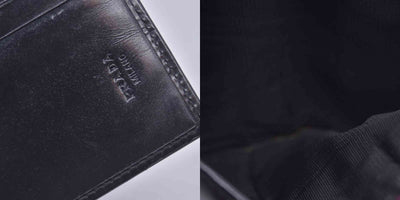 $520 PRADA Spazzolato Embossed Logo Flap Compact Wallet Navy Blue CONSIGNMENT 10021596