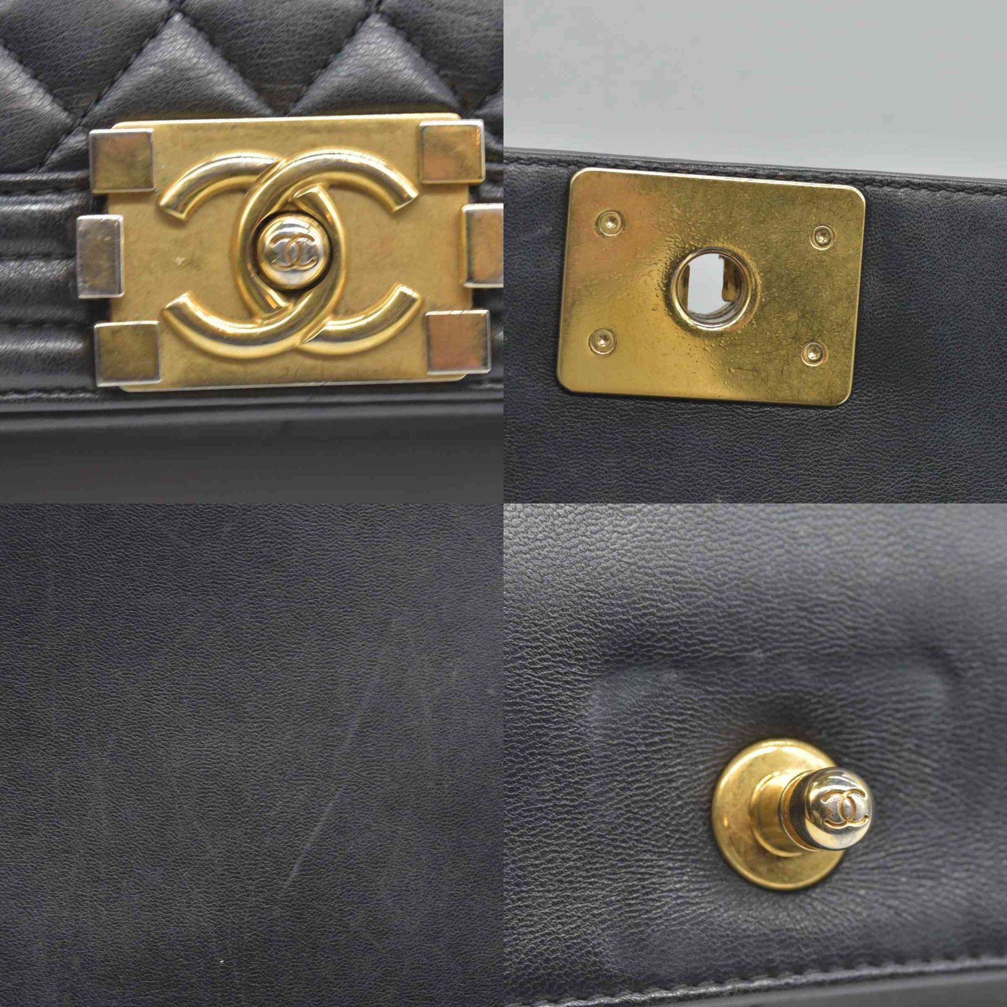 $7600 2017 Chanel Lambskin Quilted Large Boy Flap Black