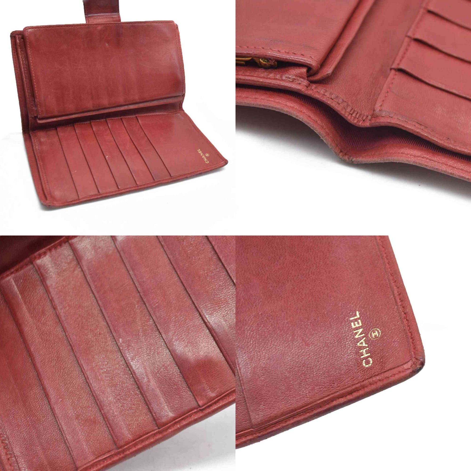 Chanel Chanel Red Lambskin Bicolore Wallet