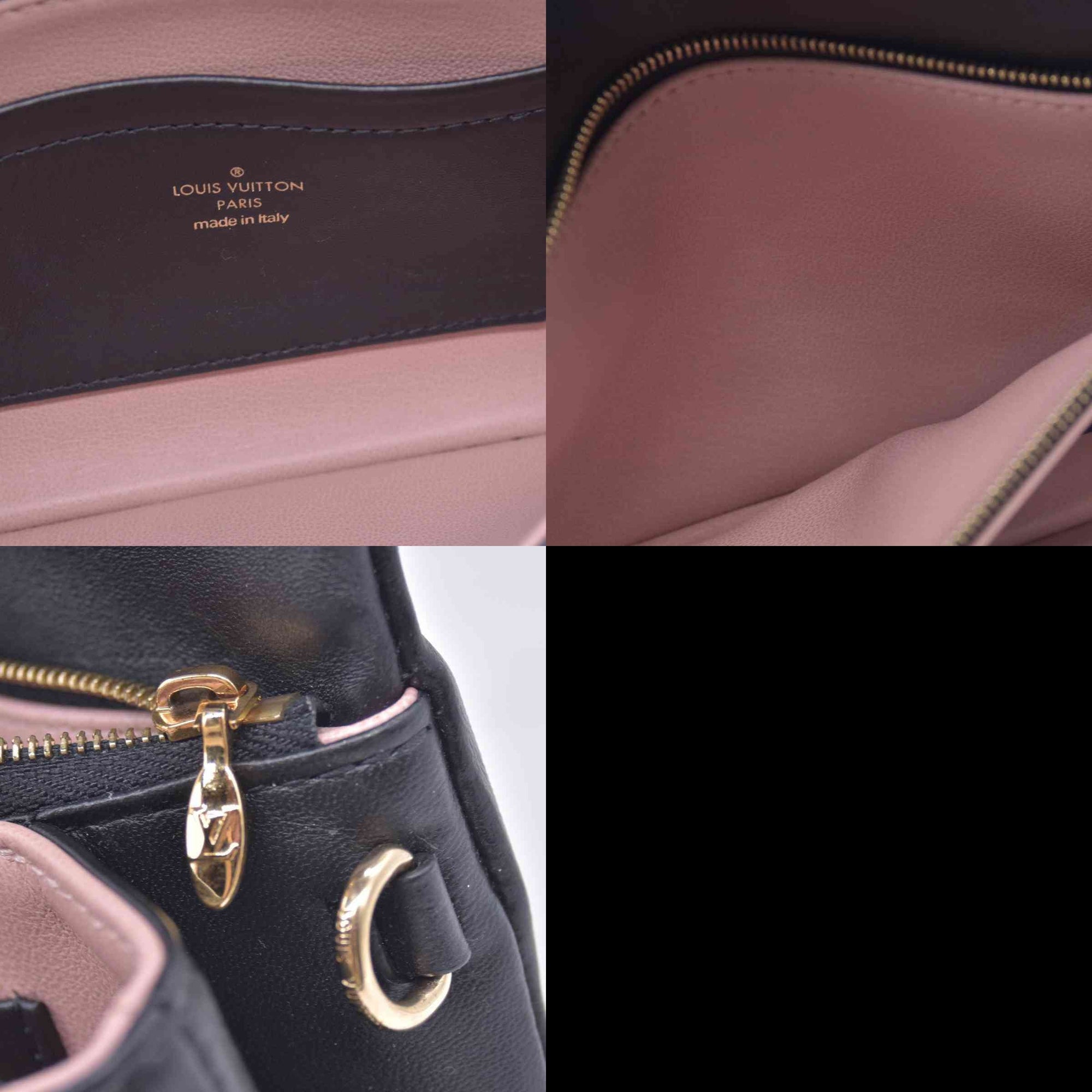 $3150 RFID Louis Vuitton Lambskin Embossed Monogram Pochette Coussin Black 10020669