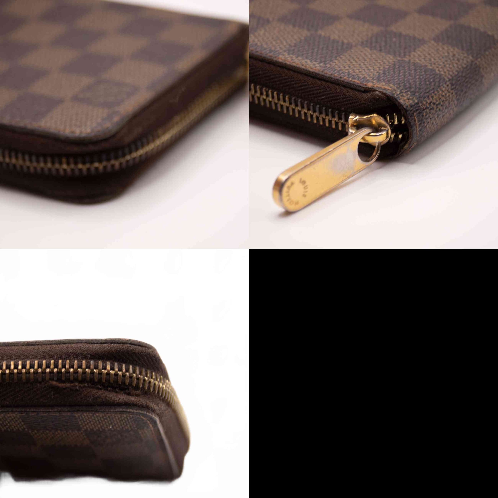 $960 2008 Louis Vuitton Damier Zippy Zip Around Long Wallet Purse Brown CA5018 CA0518