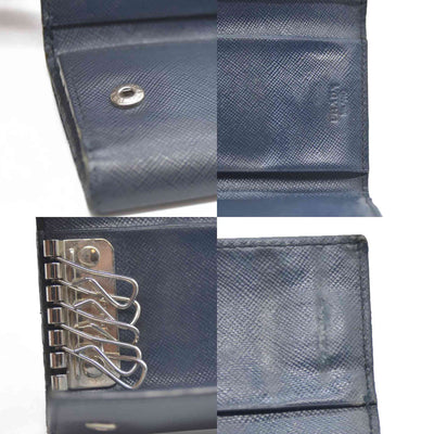 PRADA Logo Saffiano Leather 6 Ring Key Case Navy blue AUCTION $595