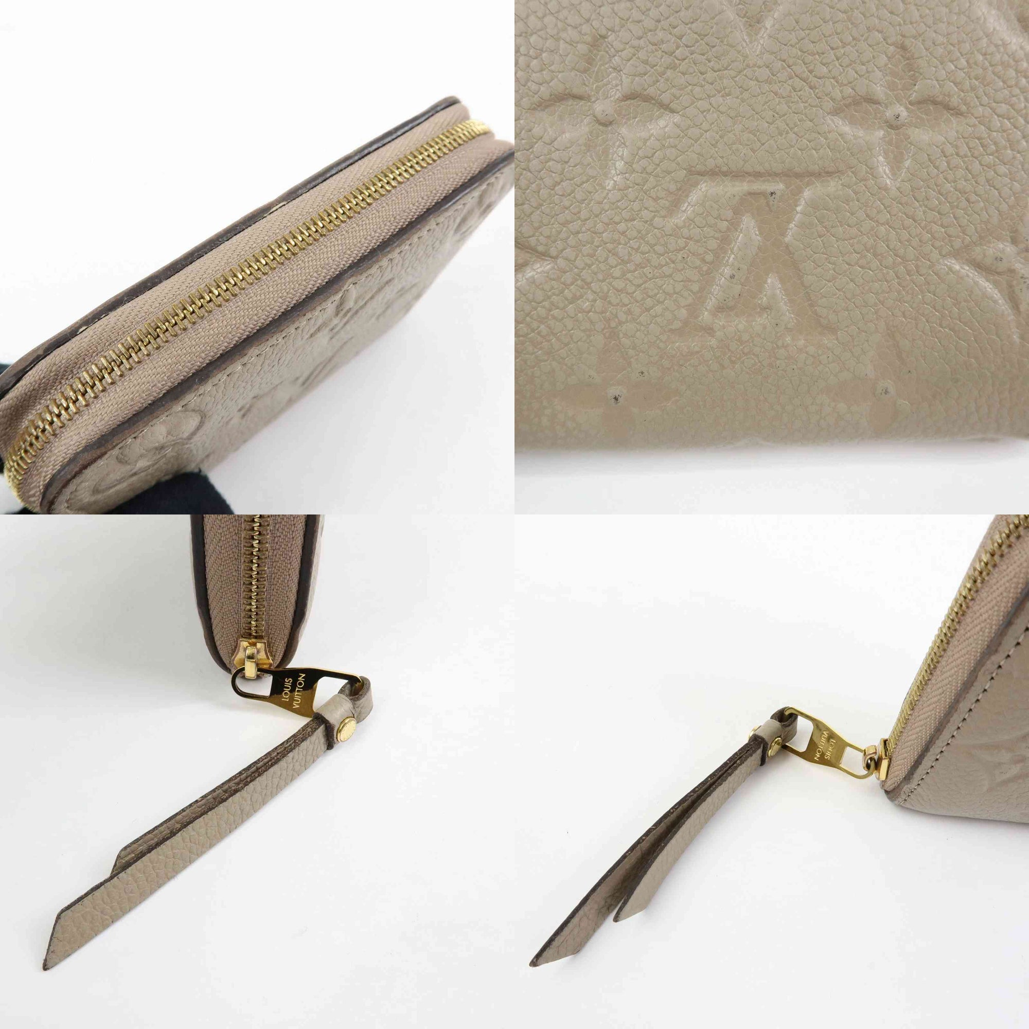 $760 Louis Vuitton Monogram Empreinte Round Zippy Coin Case Beige RFID