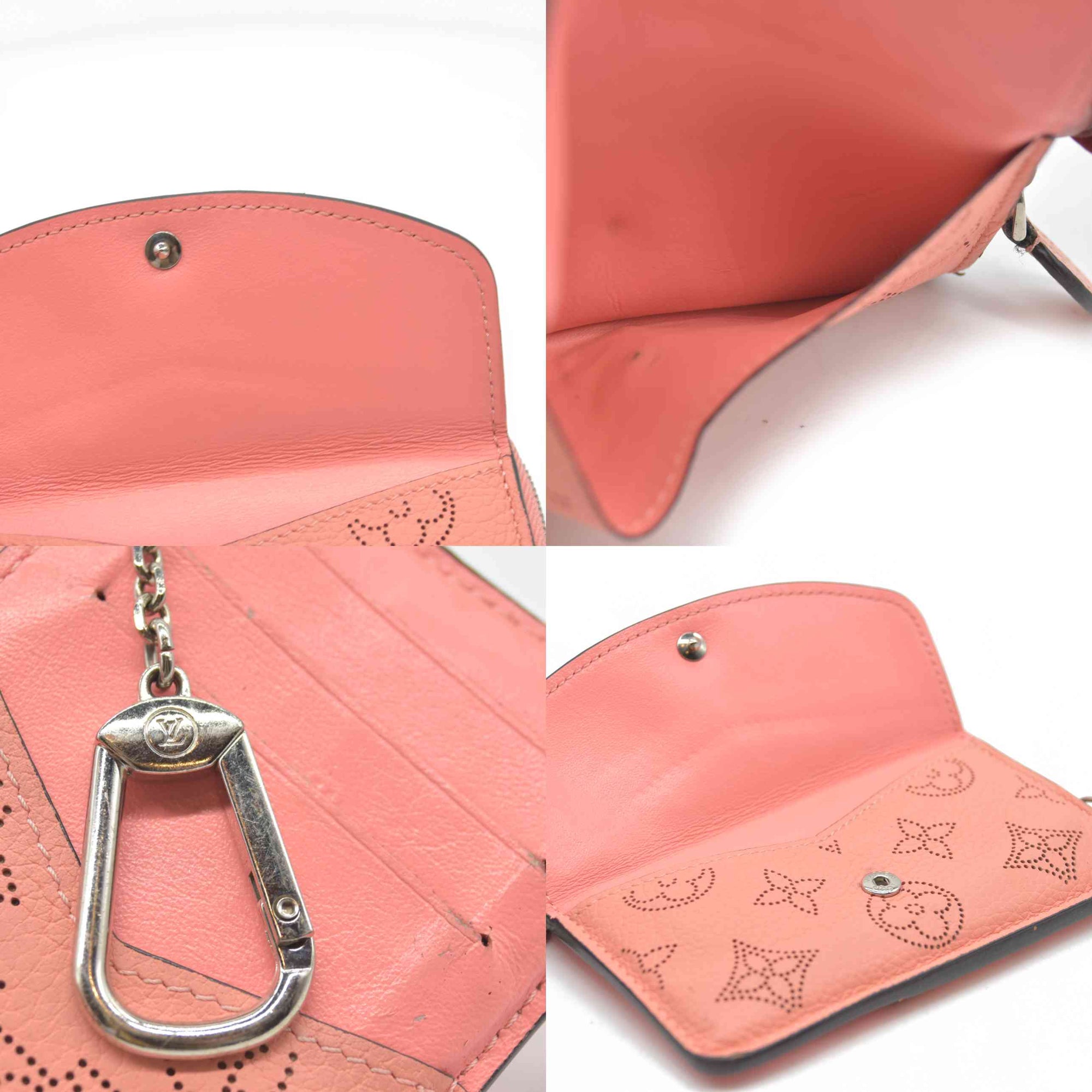 AUCTION $870 Louis Vuitton Mahina Recto Verso Card Holder Coral Leather