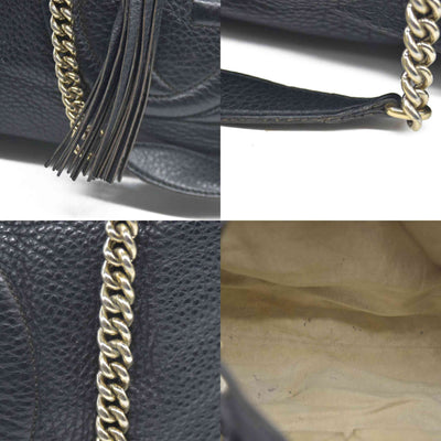Gucci Pebbled Calfskin Medium Soho Chain Shoulder Bag Black