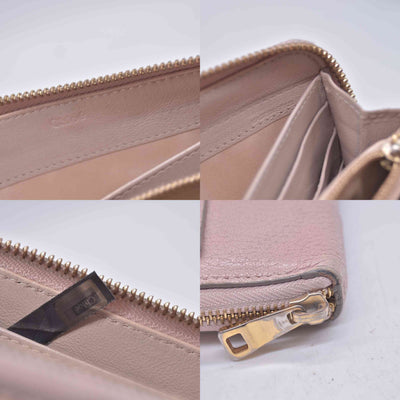 $605 2015 Chloe Long Drew Zip Around Flap Wallet Pink