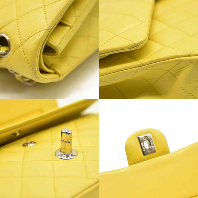 $11300 Chanel Lambskin Quilted Medium Double Flap Yellow CONSIGNMENT
