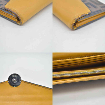 $890 Fendi Vitello Cruise F is Fendi Bi-Color FF 1974 Embossed Continental Envelope Wallet Maya Yellow