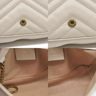 Gucci Super Mini Marmont Leather Shoulder Bag White GG Crossbody $1400