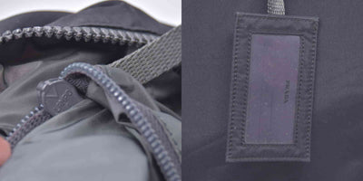 $850 PRADA Linea Rossa Nylon Briefcase Laptop Bag Charcoal Grey CONSIGNMENT 10021198