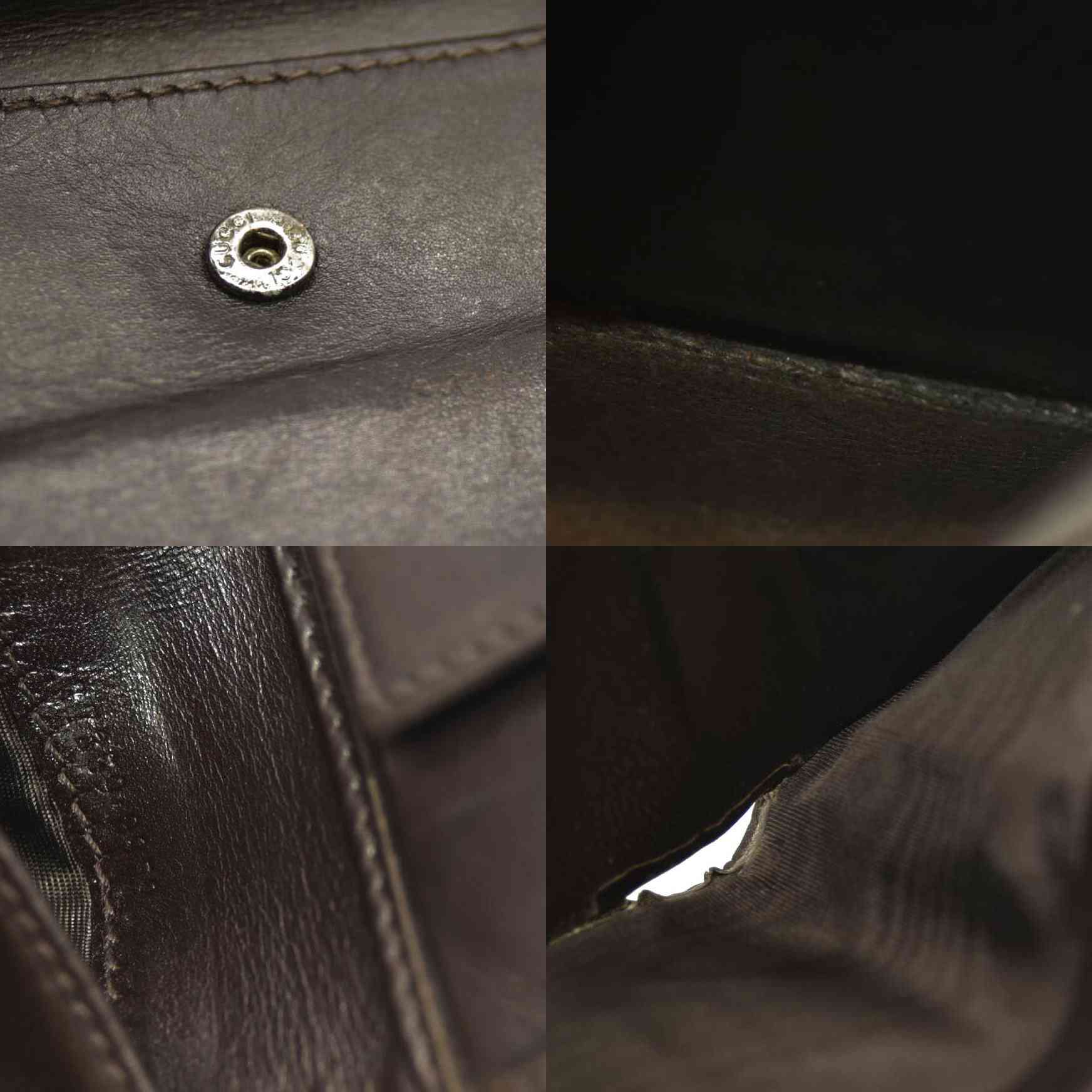 GUCCI GG Logo Canvas Leather Bifold Wallet Beige